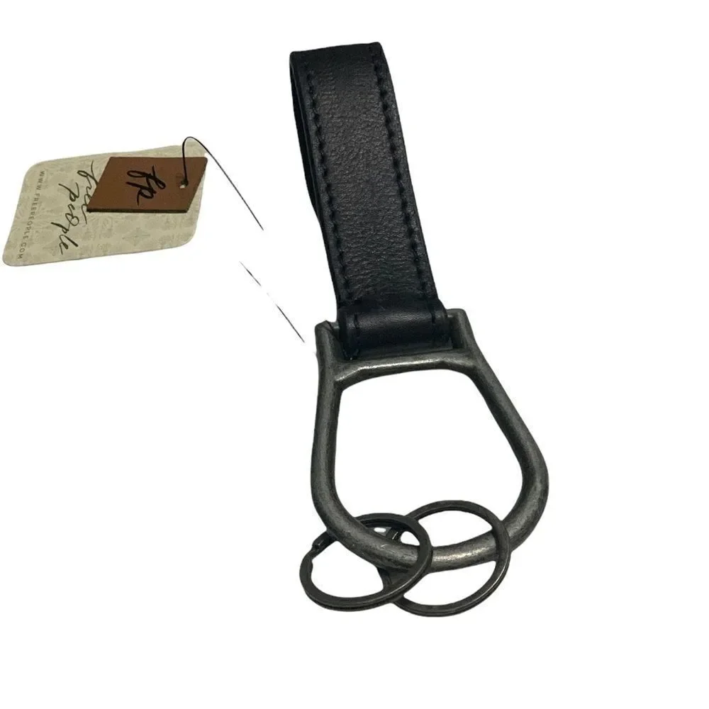 Free People We The Free Derby Black Leather Keyring